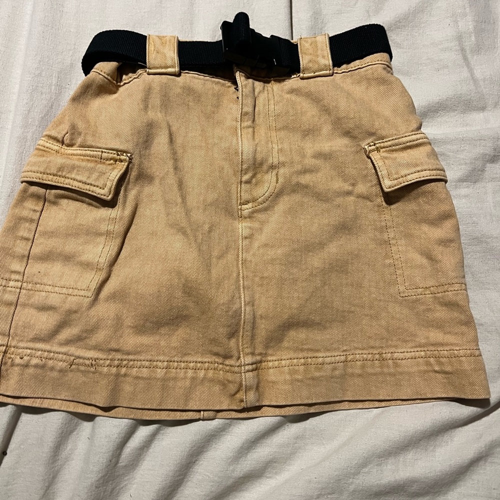 PacSun Tan Mini Skirt with Black Belt